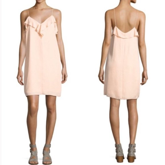 RAG & BONE peach textured silk Orchard slip dress with ruffle trim - size 2 - Picture 1 of 7